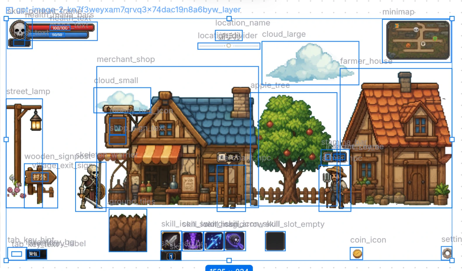 AI output after manual layering workflow